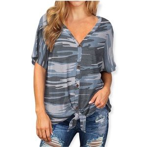 Women’s Waffle Knit Bat Wing Short Sleeve Top, Sz Large
